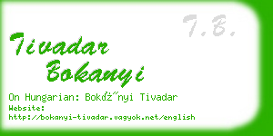 tivadar bokanyi business card